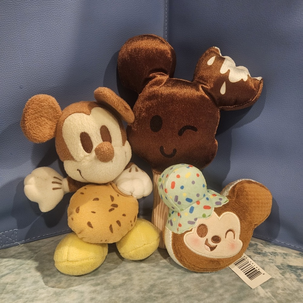 Disney Parks Mickey Treat Plush Bundle Cookie‎ Ice Cream Bar Munchlings Lot 3